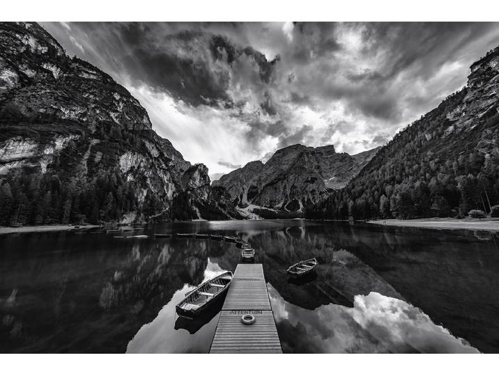 Fototapete PAPERMOON Photo-Art MARCO TAGLIARINO, BRAIES 'GRAUSTUFEN' , bunt, B:4m L:2,6m, Vlies, Tapeten, Fototapete