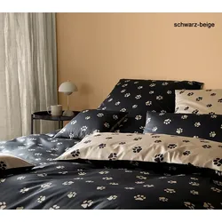 Elegante Bettwäsche Paws - 135x200 cm + 40x80 cm	schwarz-beige