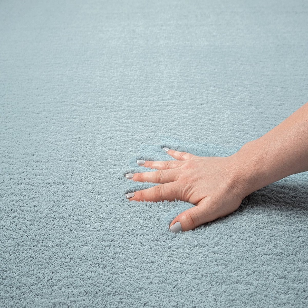 Modern rechthoekig vloerkleed van polyester, effen blauw