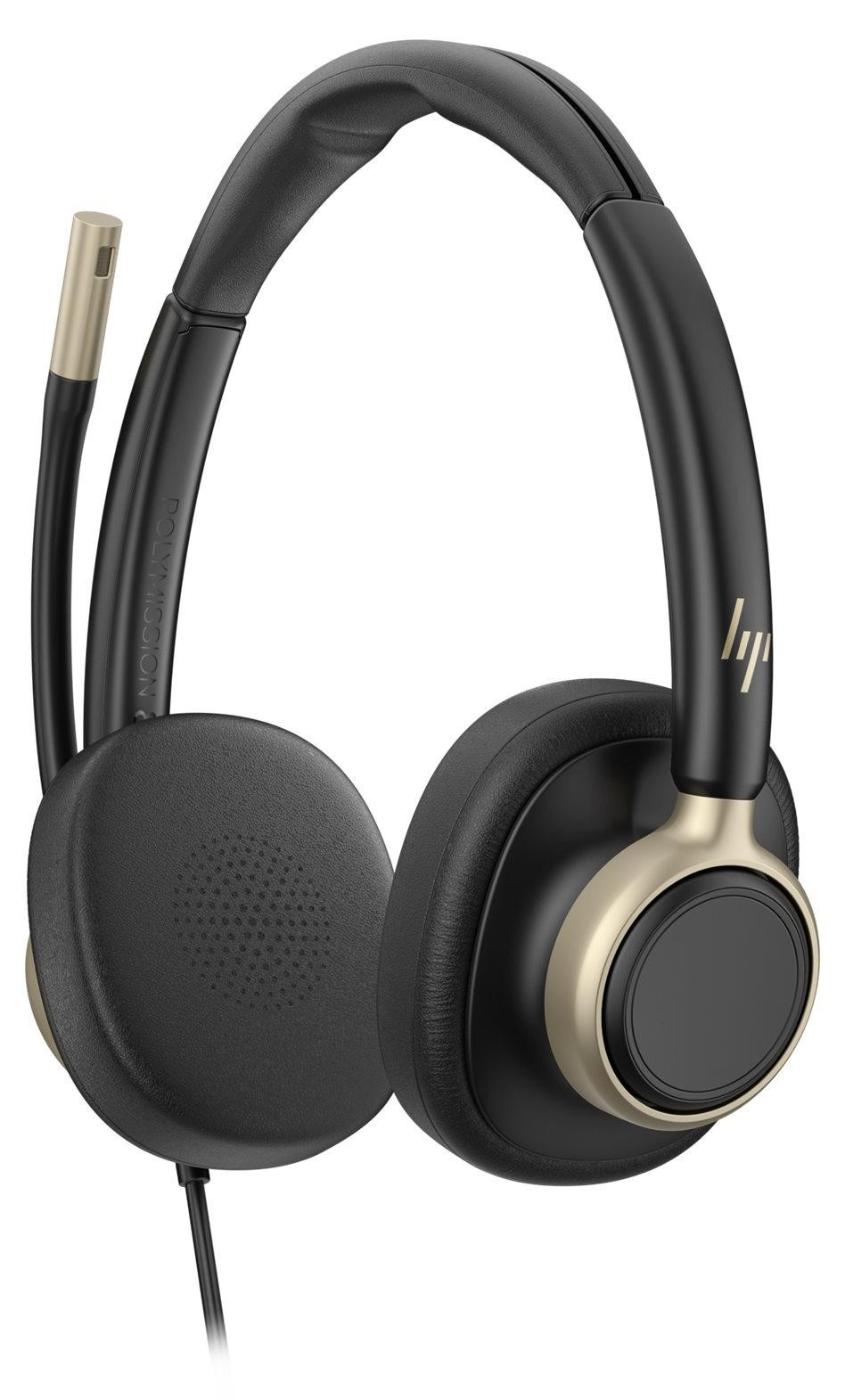 HP Poly Mission 820 Stereo USB Bedrade Headset Zwart