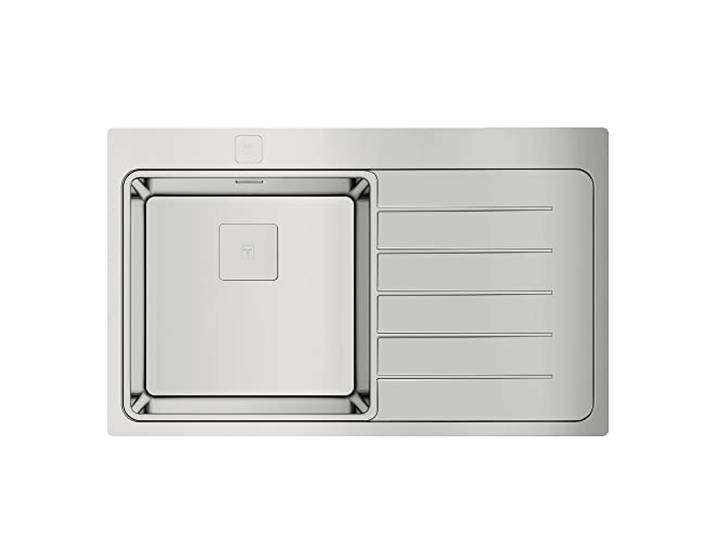 Teka Zenit RS15 1C 1E R Spüle 50 cm, Einbauspüle rechts, SilentSmart, automatischer Ablauf, quadratischer Ablauf, dekorative Abdeckung, dickes Blech, Farbe Edelstahl