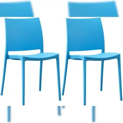 CLP 2er Set Gartenstühle Meton Kunststoff HBT: 81x42x49 cm blau