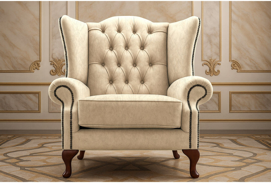 George Oliver Upholstered Accent Chair Cream 106.5cm H X 87.5cm W X 71cm D