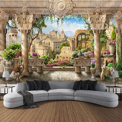Wandteppich Schloss Garten Landschaft Tapisserie Kunst Dekoration Vorhang hängend Familie Schlafzimmer Wohnzimmer Dekoration Wandtuch XXL Natur