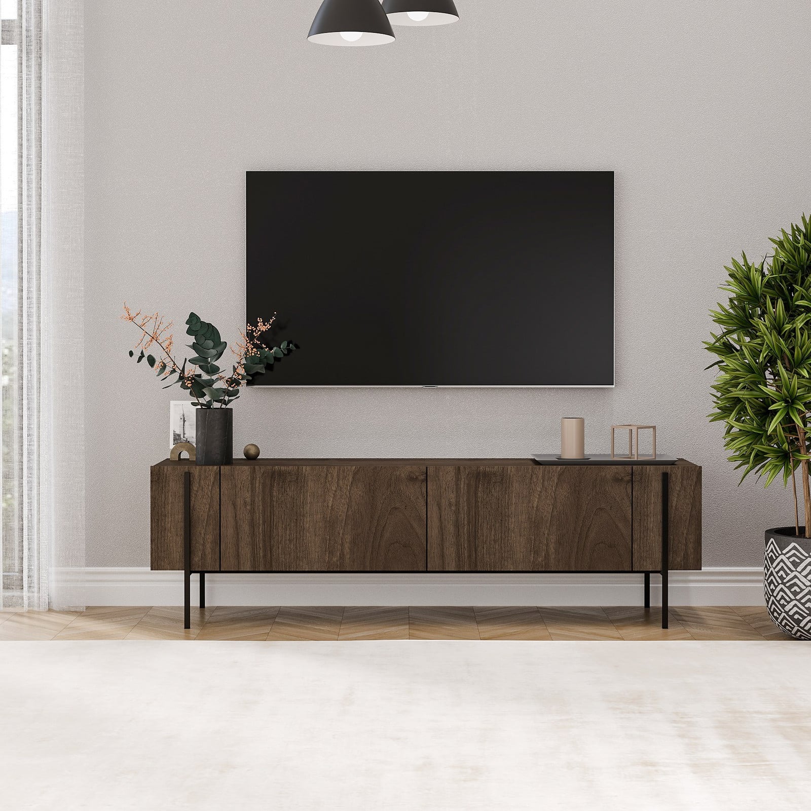 Skye Decor Herman TV-standaard - Walnoot - B/D/H: 160 x 31,4 x 45,6 cm