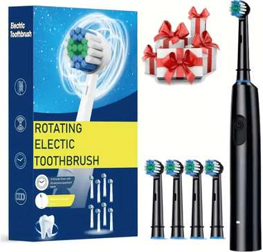 Inspire Essentials ProClean Rotary Electric Toothbrush Rechargeable With 8 Soft Brush Heads white 8 Heads