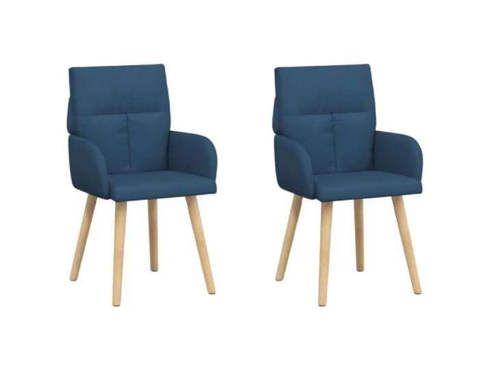 Xhnifbn Esszimmerstuhl 2er Set Polsterstuhl Stoff Blau Metall 60x56x96cm Bequemer Küchenstuhl mit atmungsaktivem Stoffbezug, stabilen Kautschukholzbeinen und Armlehnen für Wohnzimmer und Essen.