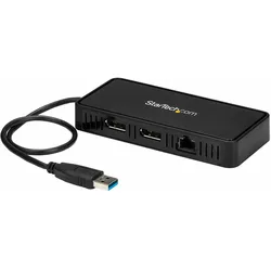 StarTech USB To Dual DP Docking Station (USB-A, 1 Port), Dockingstation + USB Hub, Schwarz