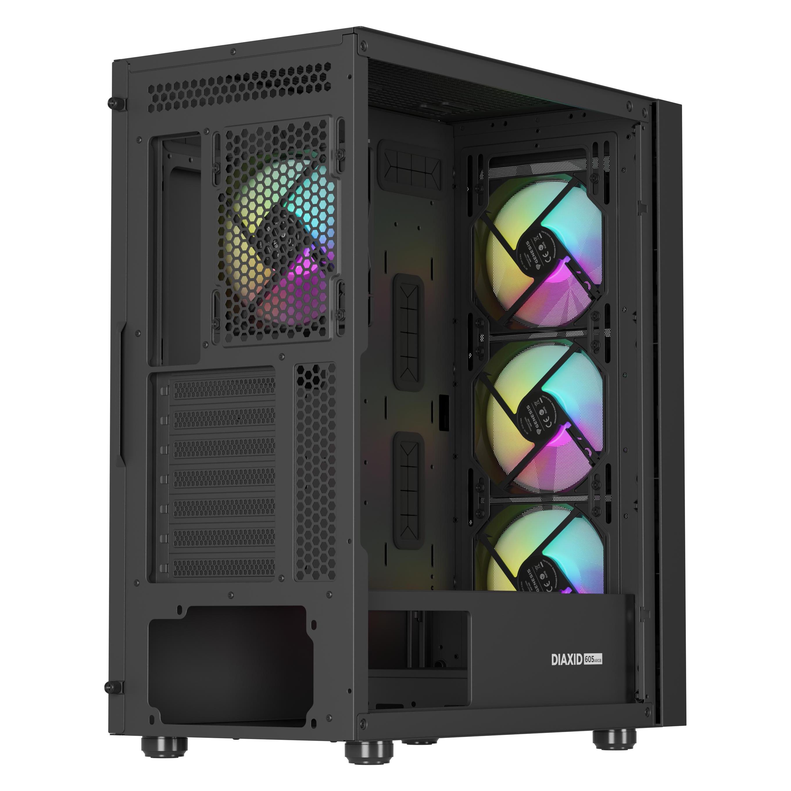 Genesis Obudowa Diaxid 605 ARGB czarna (NPC-2172) (ATX, mATX, Mini-ATX) (NPC-2172)