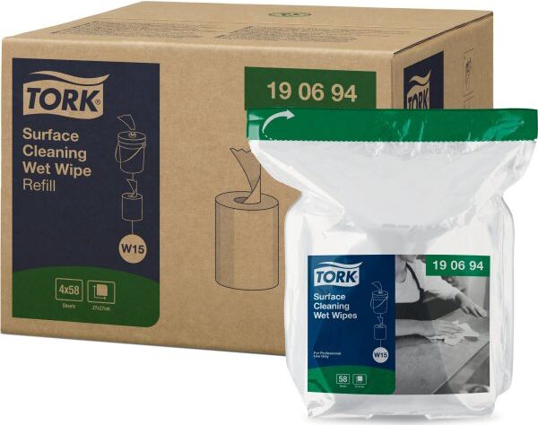 Tork W15 Wet Wipes Overflade, Refill, 58 Ark