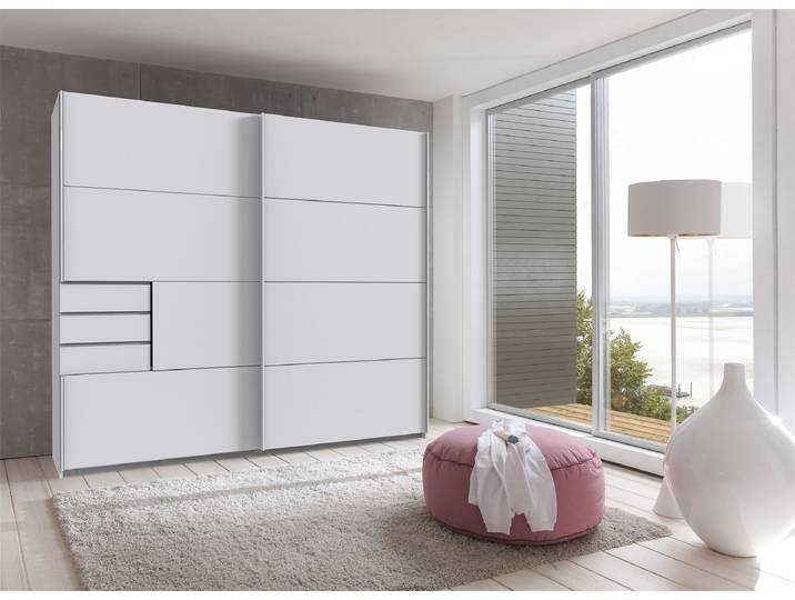 Schwebetürenschrank Bangkok 225cm Weiß/Weiß