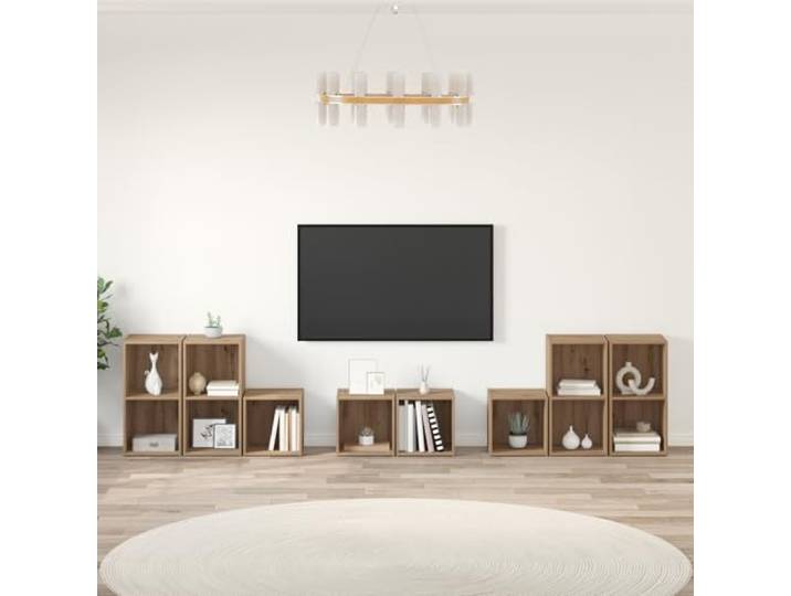 HEFZGDB TV-Schrank Set mit Regal und Speicher 8-teilig Artisan Eiche Holzwerkstoff, Modulares System Würfelregale für Organisation, Vielseitige Stauraumlösung mit farbbeständiger