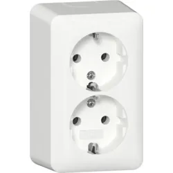 Gira 478013 SCHUKO-Doppelsteckdose Aufputz mit Montageplatte Reinweiß