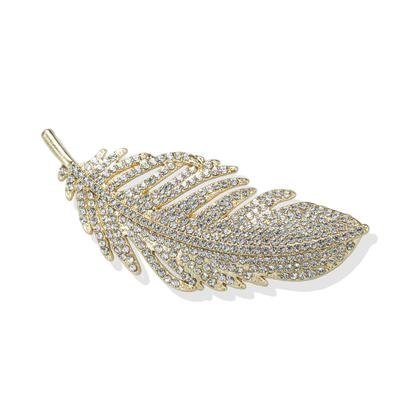 Brosche "Schmuck Geschenk Kupfer Ansteckschmuck Feder", gold (gelbgoldfarben, kristallweiß, kristallweiß), ANISTON JEWELRY & WATCHES, Broschen, Damen, Kupfer, Brosche