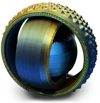 Useful Little Things 3D Printed Rotating Gyroscope Fidget Toy yellow Blue 1.77 In