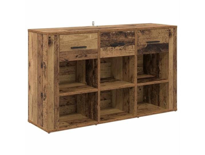 Sideboard Altholz 100 x 30 x 59,5 cm Holzwerkstoff Rustikales Design, mattschwarze Akzente, Kugellagerführungen, feuchtes Tuch zur Reinigung, Wohnzimmer, Essbereich
