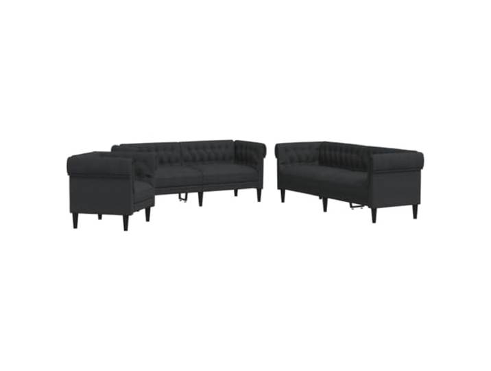 vidaXL 3-TLG. Sofagarnitur Schwarz Stoff
