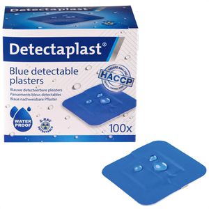 Detectaplast Pflaster X Ray Röntgenpflaster, 100 Strips, wasserfest, sensitiv, atmungsaktiv, detektierbar, 3,8 x 3,8cm