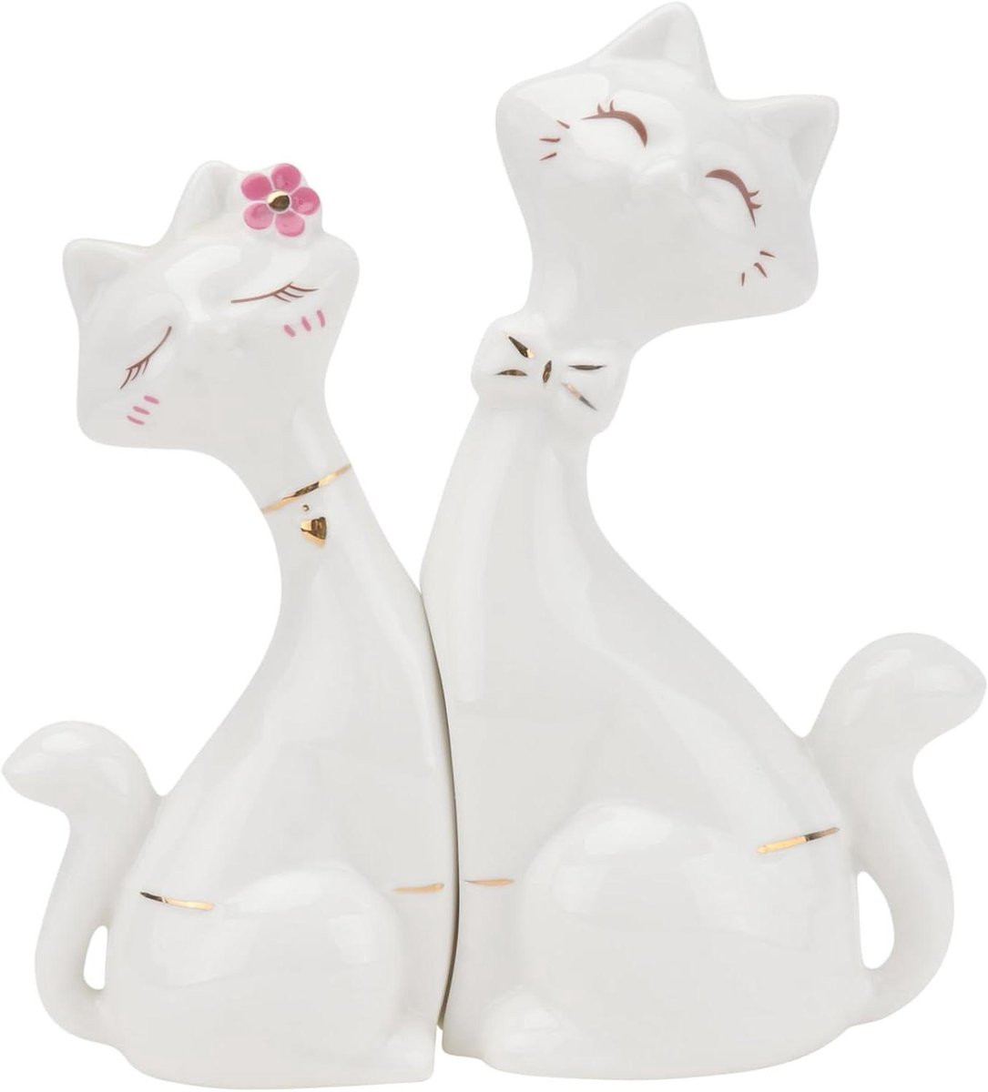Set van 2 antieke keramische katten beeldjes voor decoratie op tafel