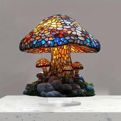 ModernMart Boho Mushroom Ambient Lamp No Electricity Needed Decorative Table Light Boho Mushroom Ambient Lamp No Electricity Needed Decorative Table Light