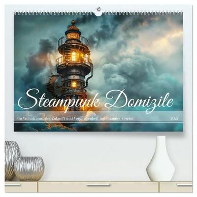Steampunk Domizile (hochwertiger Premium Wandkalender 2027 DIN A2 quer), Kunstdruck in Hochglanz