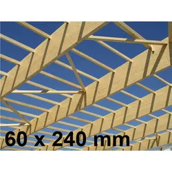 Fichte Leimbinder, 60x240 mm, "GL24h" Sichtqualität, Lamellen 40 mm