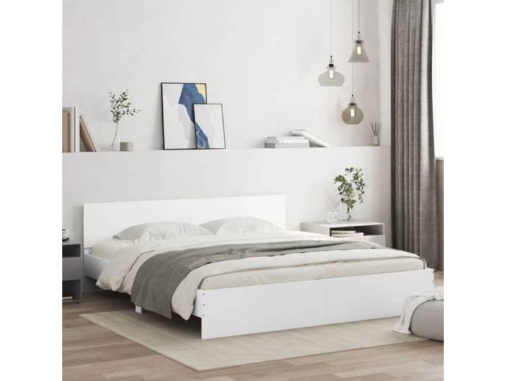 Lit classique double - Cadre de lit - sans matelas - blanc 180x200 cm DECO JA1797817