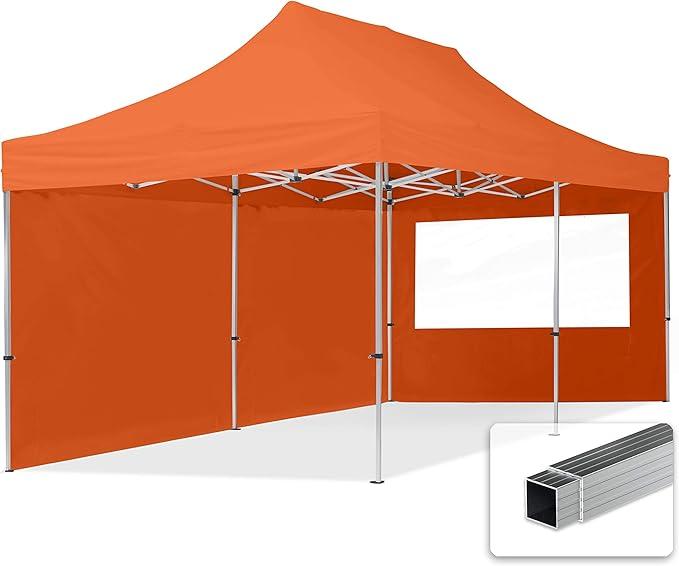 Faltpavillon Faltzelt Pavillon 3x6m - 2 Seitenteile Aluminium 32mm Partyzelt 700N orange