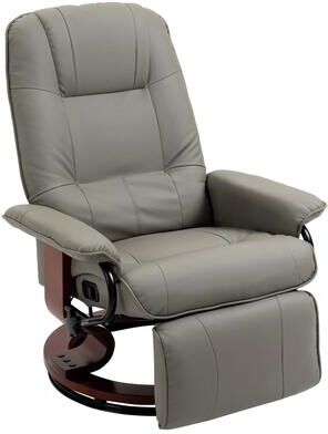 GREATPLANINC Faux Leather Manual Recliner with Swivel Wood Base, Padded Armrests and Retractable Footrest, Adjustable Backrest Office Chair
