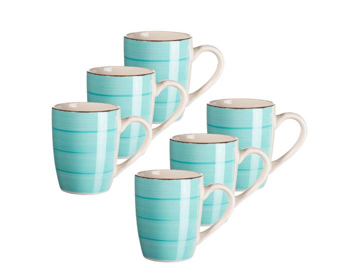 Mäser Tassenset, Türkis, Keramik, 6-teilig, 380 ml, 10 cm, Geschirr, Tassen, Kaffeetassen-Set