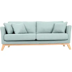 Sofa skandinavisch 3 Plätze Hellblau Holzbeine OSLO