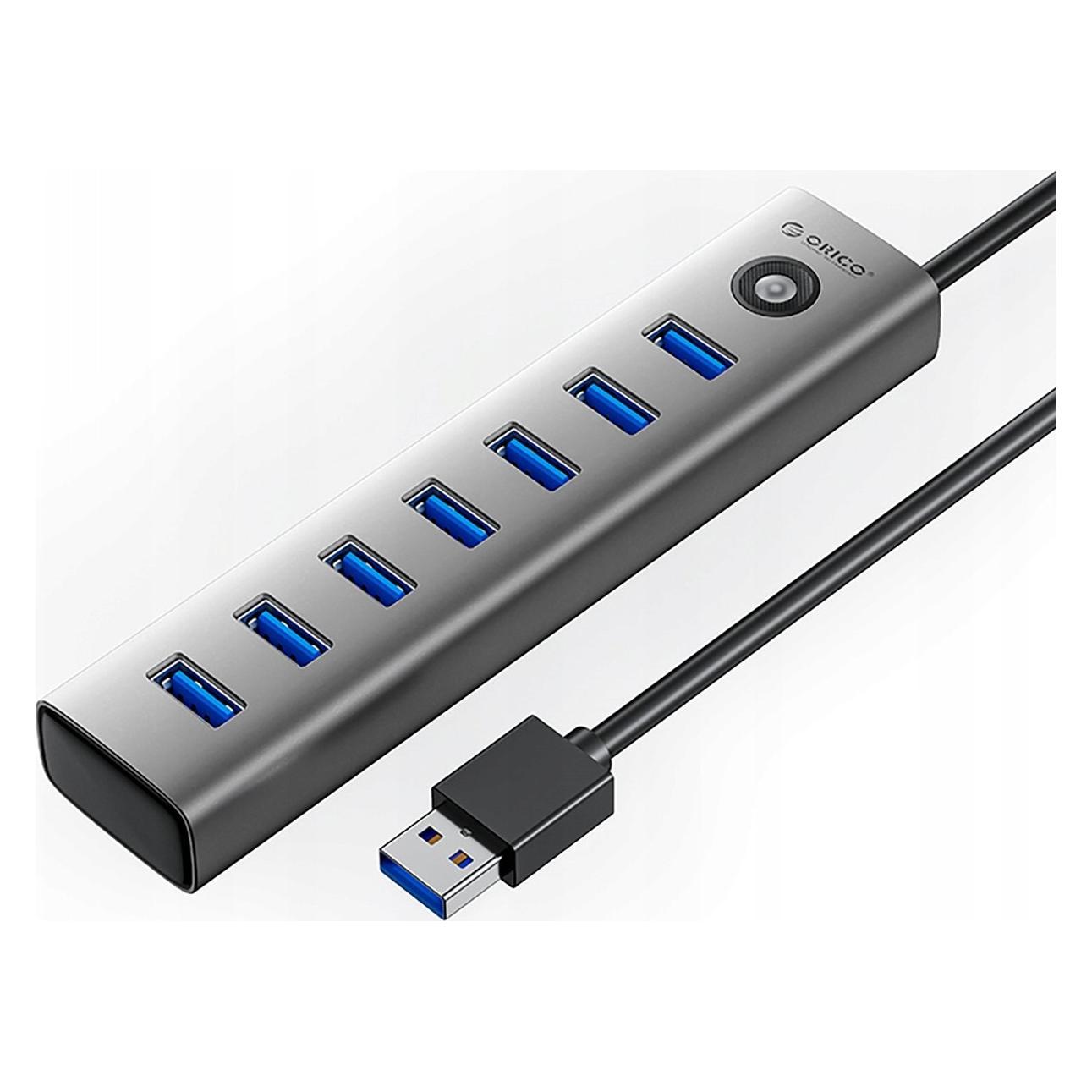 Orico Converter CL7U-U3 hub 7x USB-A 3.0 + USB-C 5V/3A 1m - gray (USB-C, 7 Ports) (ORICO-CL7U-U3-10-GY-BP-HU)