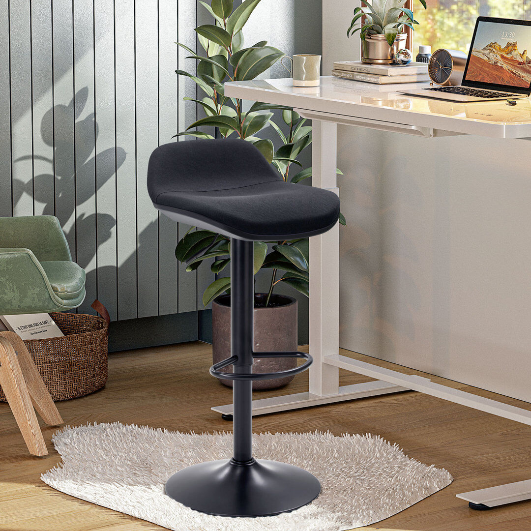 Metro Swivel Upholstered Adjustable Height Bar Stool Black 40cm W X 45cm D