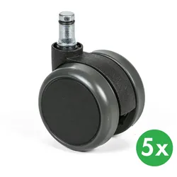 Bürostuhlrollen, 60 mm, für harte Böden, 5 Stk.