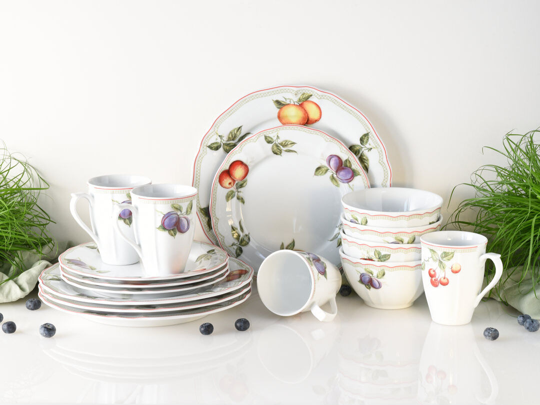 Creatable 16-piece Flora ORCHARD Combination Service for 4 People Yellow;Green;Brown;Violet 16