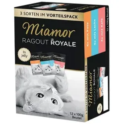 Miamor Ragout Royale Truthahn-, Lachs- und Kalbfleischstücke in Gelee 12x100 g