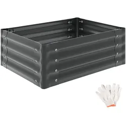 TecTake GmbH tectake Hochbeet Salvia verzinkt grau 80x60x30cm 130L Pflanzkasten Gartenbeet Gemüsebeet Beetkasten Pflanzbeet stabiler Stahl offen