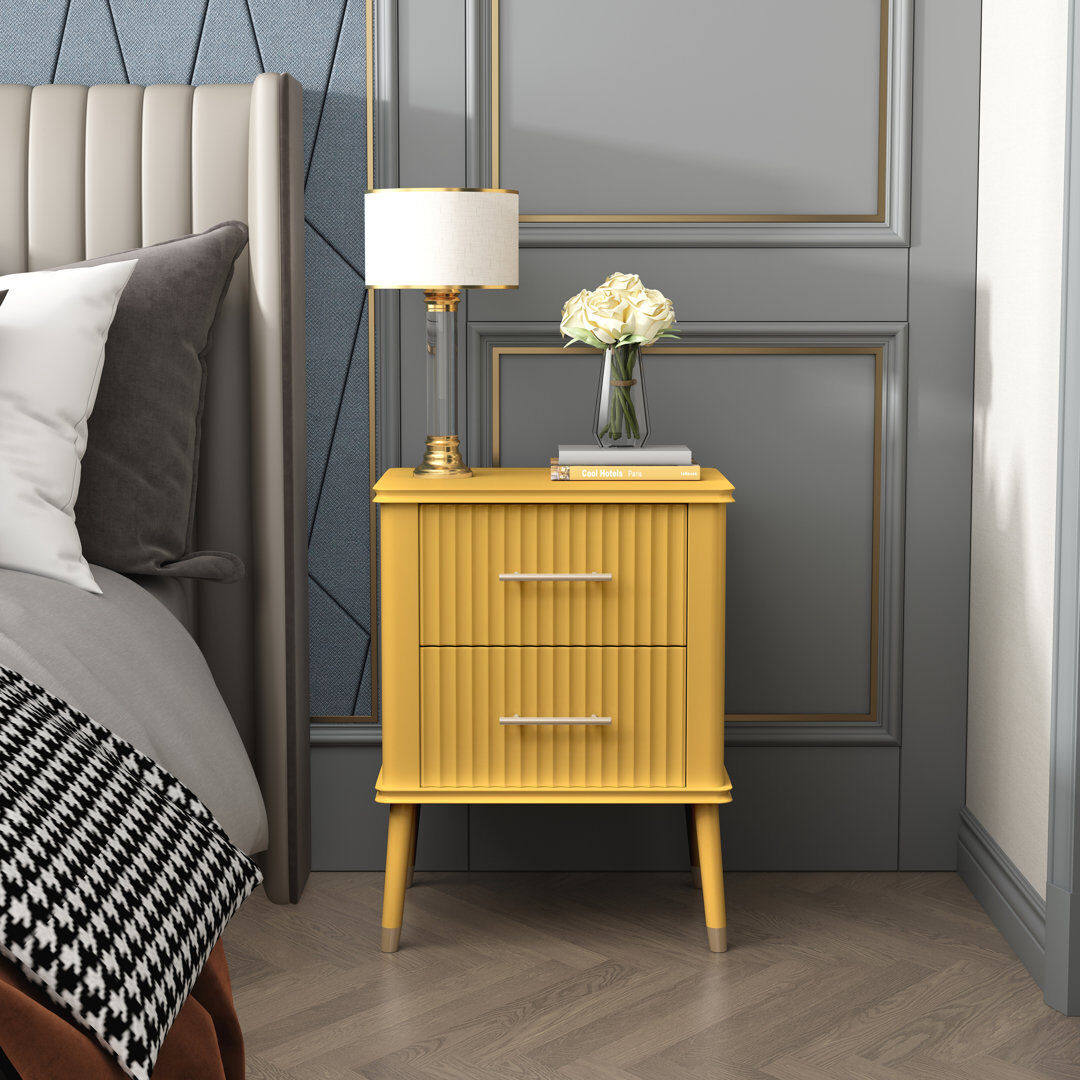 Fairmont Park Shruti 45cm W Bedside Table Mustard 60cm H X 45cm W X 36cm D