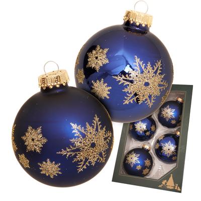 Weihnachtsbaumkugel KREBS GLAS LAUSCHA "Weihnachtskugel Schneeflocke blau 7cm", blau, B:7cm H:7cm T:7cm Ø:7cm, Glas, Weihnachtsbaumkugeln, Dekoriert mit Liebe zum Detail