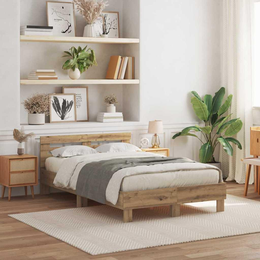 Prolenta Bed met USB-oplaadpoort en verlichting onder het bed, Engineered Wood