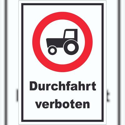 HB-Druck Durchfahrt verboten Trecker Aufkleber A9 (37x52mm)