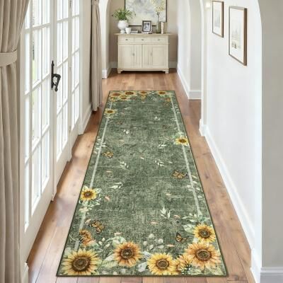 Garvee Sunflower Butterfly Pattern Area Rug