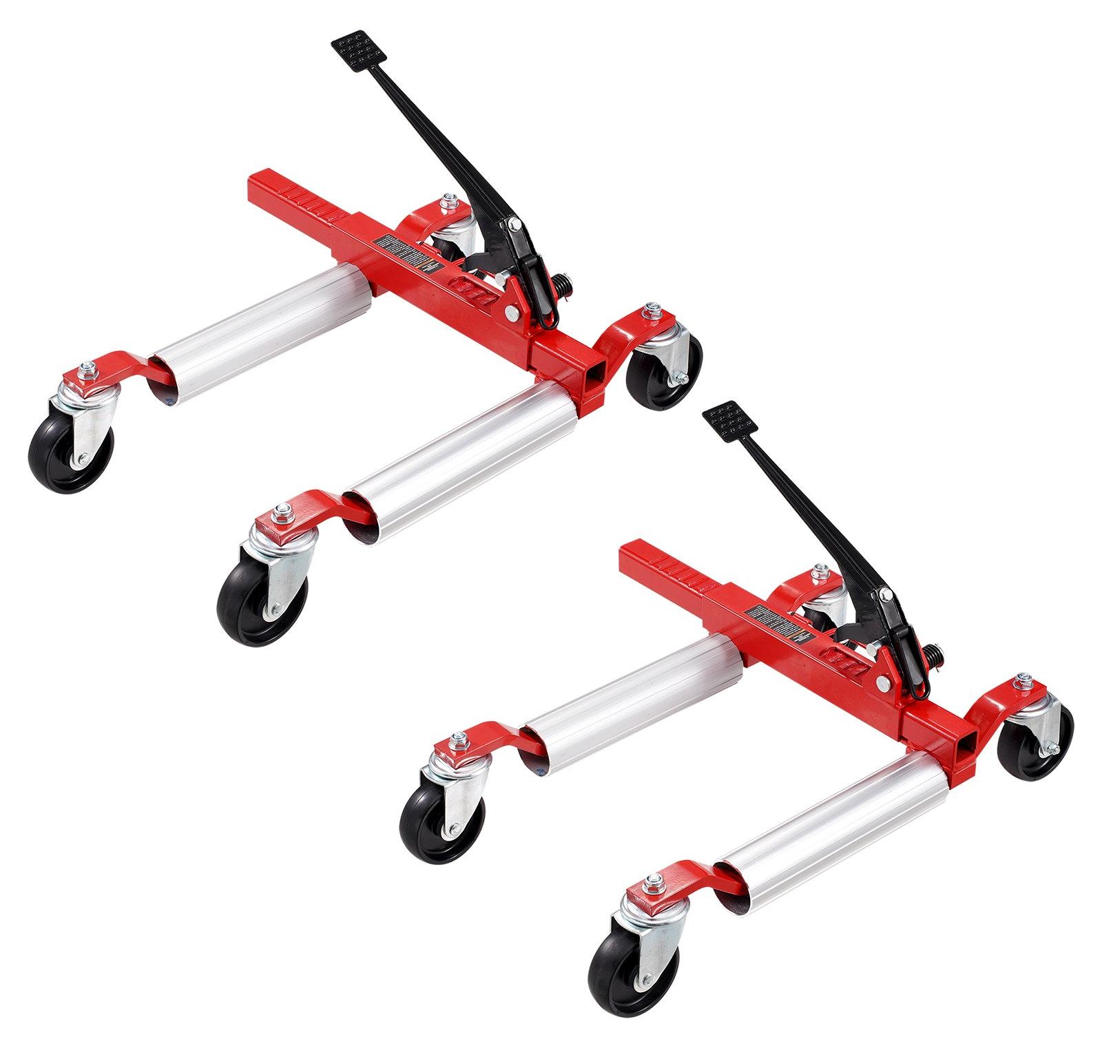 VEVOR Rad-Dolly, Maximalbelastung 1500 lbs Auto-Dolly, Autoheber-Dolly mit 360° drehbaren Rädern, Schwerlast-Fahrzeugpositionierungs-Hydraulikreifenheber, für Fahrzeug-Auto-Reparatur und -Bewegung, Set von 4, 2 Stück-a, Ratschenscherenmechanik