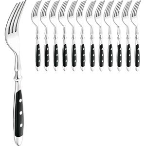 WAS Menügabel Bistro, 20 cm, Edelstahl 18/0, mit schwarzen Kunststoffgriffen, 12 Stück