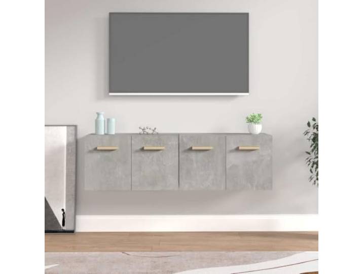 KGHFDVB Wandschraenke 2 STK. Betongrau 60x36,5x35 cm Holzwerkstoff 2 Faecher pro Schrank, Wandmontage, Platzsparend, Montageanleitung inklusive