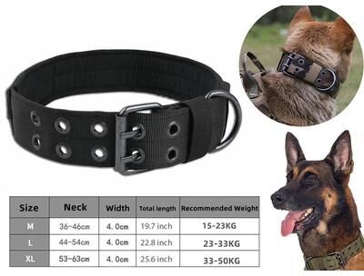 Multicon Wholesale Hub Heavy Duty Tactical Dog Collar For Large Breeds Military Grade K9 Collar With Metal Buckle black l