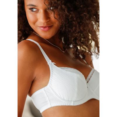 Bügel-BH "Baumwoll-BH, Dirndl-BH", Damen, Gr. 75, Cup C, schwarz-weiß (weiß, schwarz), Jersey, Obermaterial: 79% Baumwolle, 8% Polyamid, 8% Polyester, 5% Elasthan, PETITE FLEUR BY LASCANA, BHs BH BH-Set Bügel-BH Dirndl-BH Wäsche, aus...