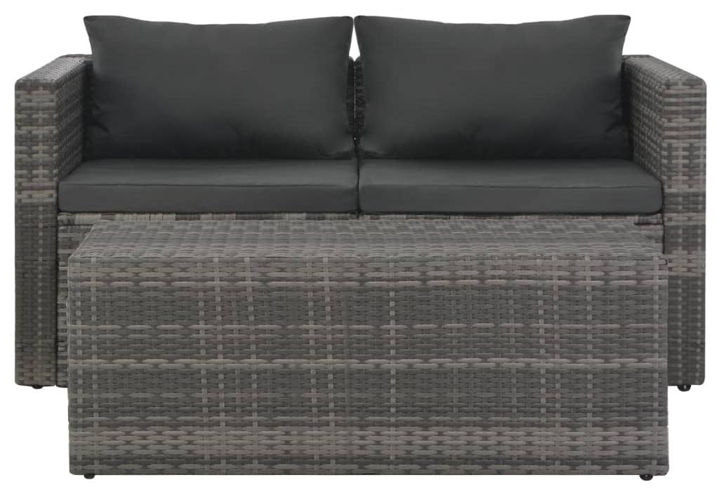 vidaXL 6-tlg. Garten-Lounge-Set mit Polstern Poly Rattan Grau