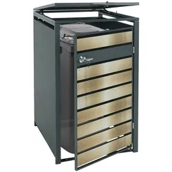 1er Mülltonnenverkleidung MCW-J81, Mülltonnenbox, erweiterbar, Metall 32kg, anthrazit ~ gold