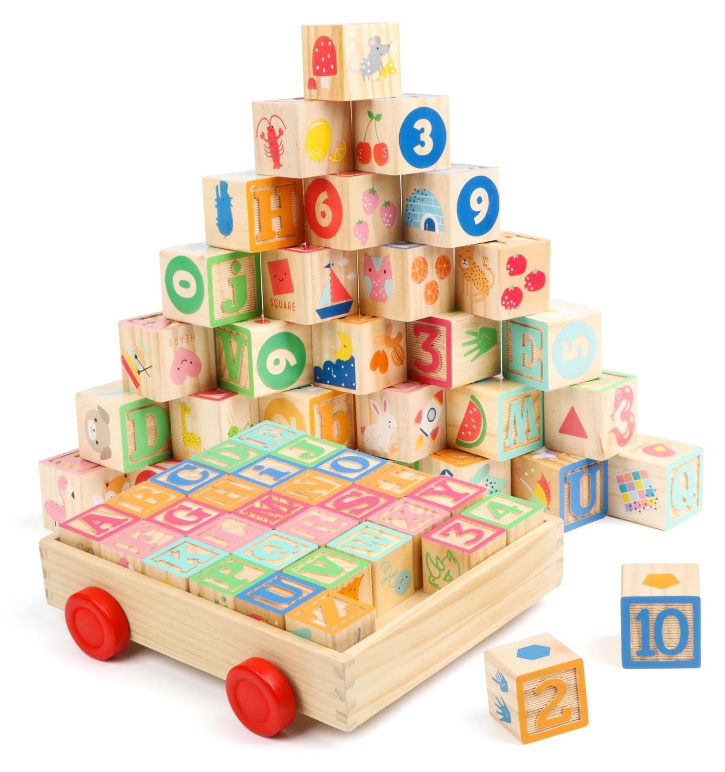 2-in-1 houten ABC-blokken set met vrachtwagen, 30 stuks